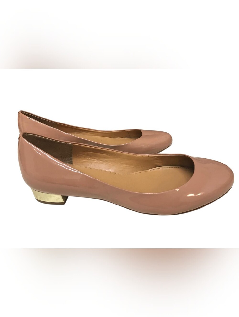 J. Crew Rose Patent Leather Low Block Heel Flats